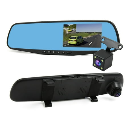 4.3/" 1080P HD Dual Lens Car DVR Dash Cam Rearview Mirror Camera Video Recorder
